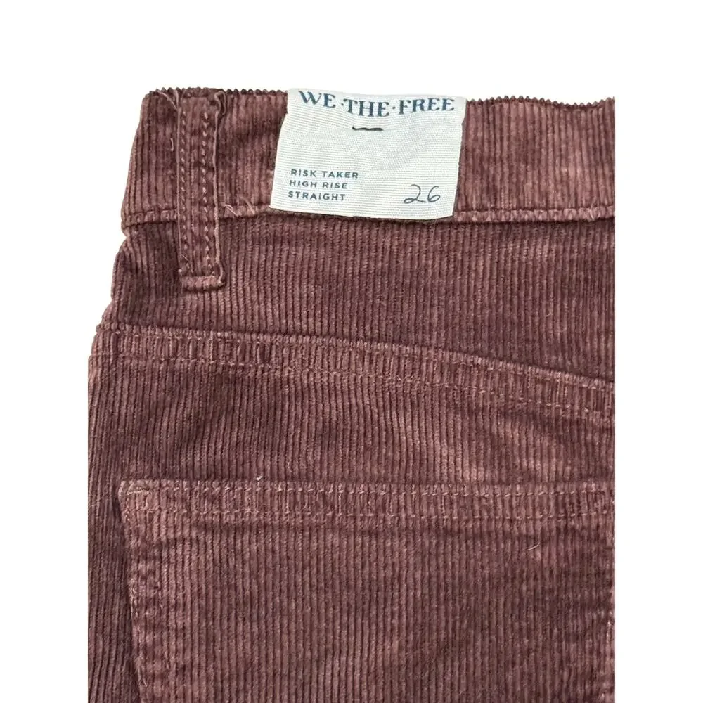 NWT Free People Risk Taker‎ Corduroy Straight Jeans in Chocolate Truffle